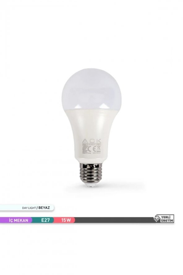 ACK Led Ampul 15 W E-27 6500k Beyaz Işık - Aa13-01523 ürün görseli 1