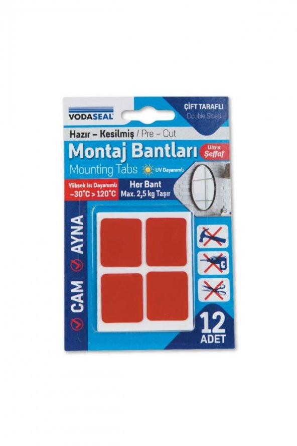 Vodaseal Hazır Kesilmiş Montaj Bantı 12li 25mmx30mm Her Bant 2,5kg Taşır ürün görseli 1