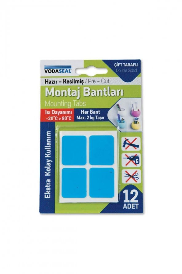 Vodaseal Hazır Kesilmiş Montaj Bantı 12li 25mmx30mm Her Bant 2kg Taşır ürün görseli 1