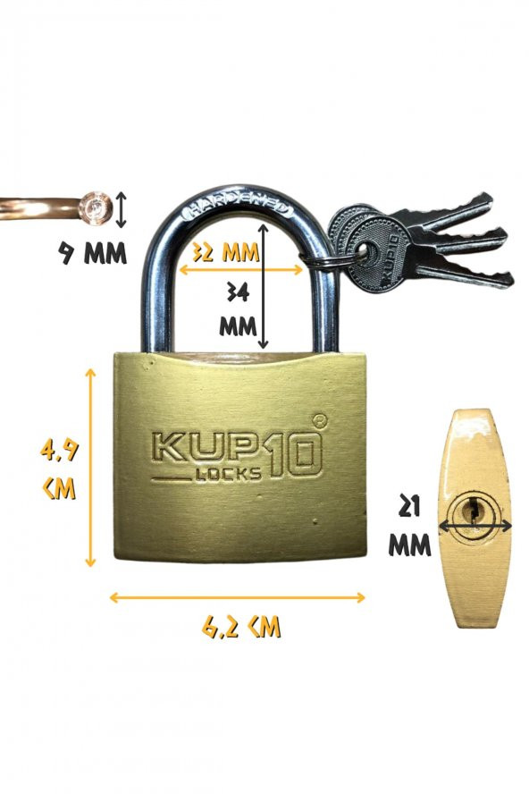 Kupa Asma Kilit Sarı 63 Mm. - 3 Anahtarlı ürün görseli 1