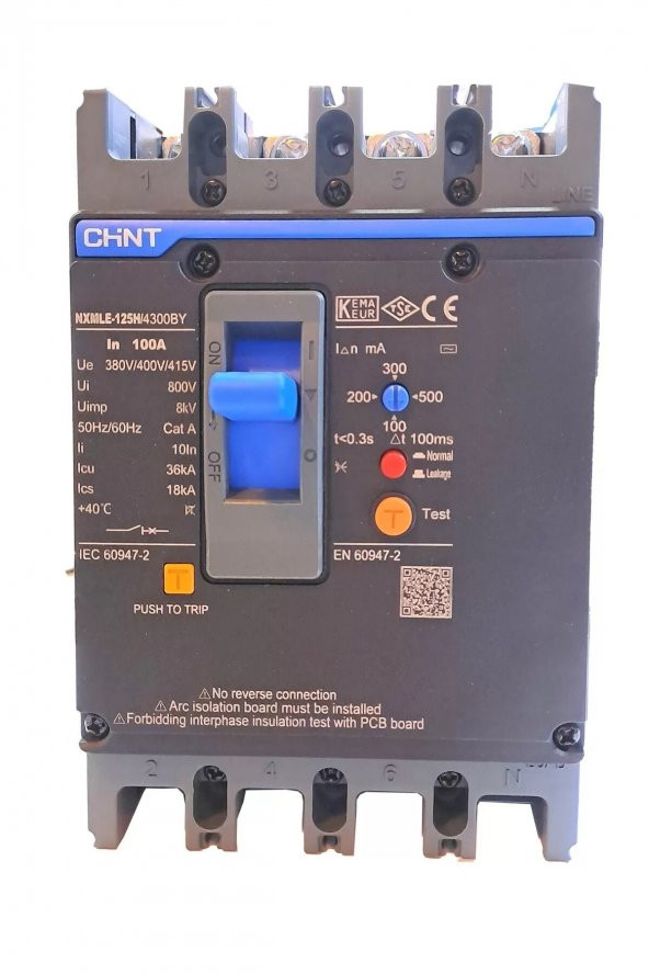 chint NXMLE-125H4300BY Bobinli Kompakt Ş4P 100A 36KA 337238 ürün görseli 1