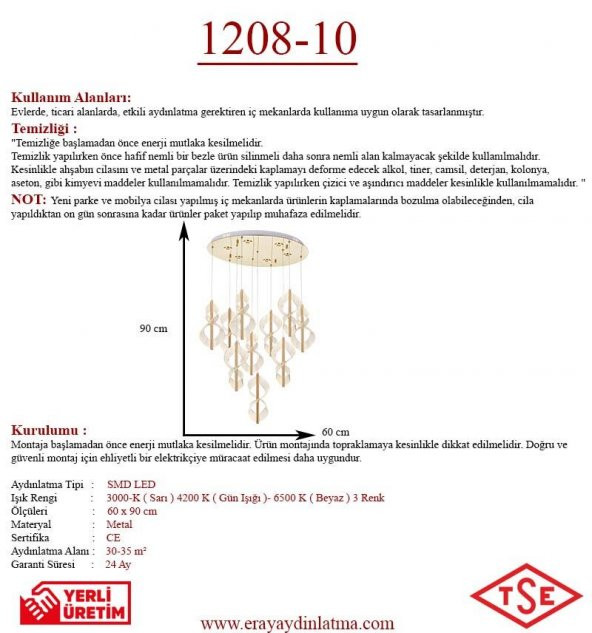 Eray Aydınlatma 1208-10 lu Sarkıt Led Avize - Resim 3