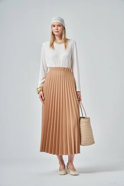 FTZ Women Kadın Pliseli Etek  Camel 30390 ürün görseli 1