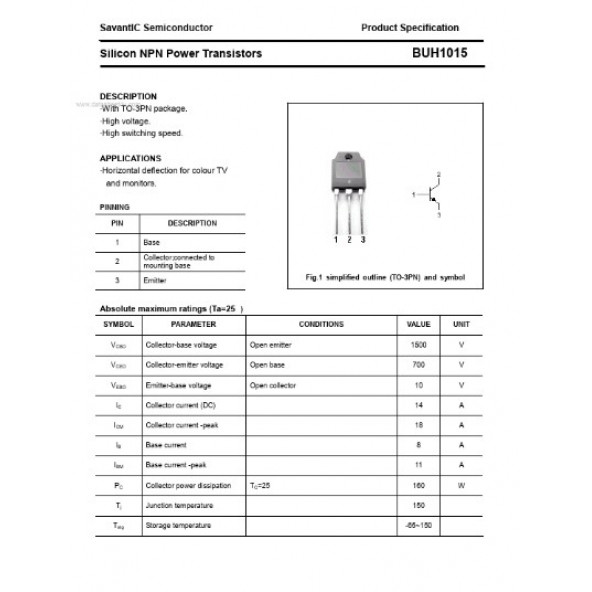 BUH1015 TO-218 Transistör - Resim 2