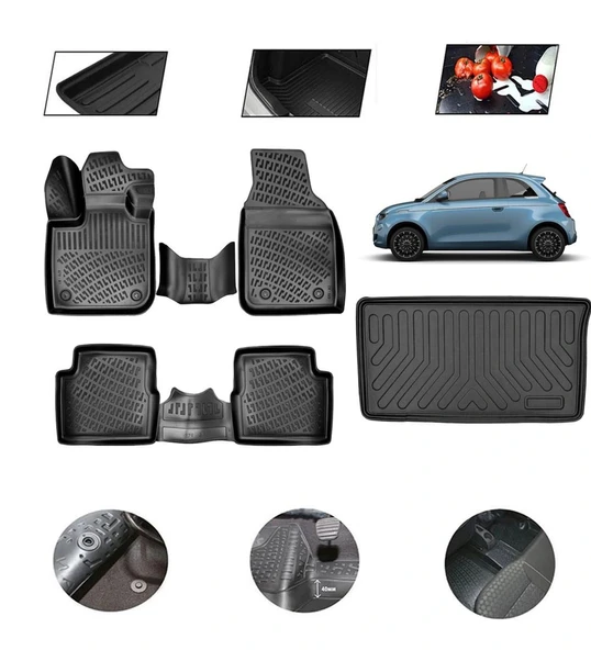 Fiat 500 E (Elektrikli) 2025 Model 4D Bagaj Paspas Set ürün görseli 1