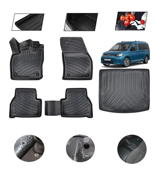 Volkswagen Caddy 2021 Model 4D Bagaj Paspas Set ürün görseli 1