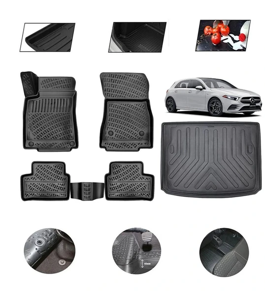 Mercedes A Serisi W177 HB Cepsiz 2021 Model 4D Bagaj Paspas Set ürün görseli 1