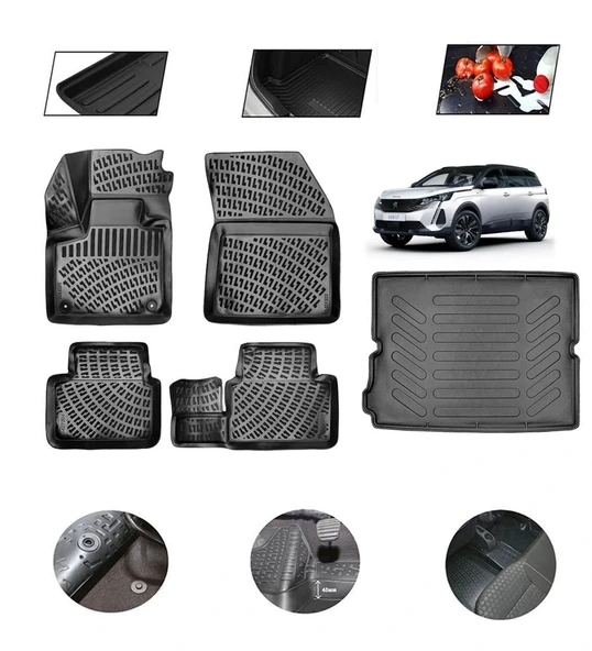 Peugeot 5008 2023 Model 4D Bagaj Paspas Set ürün görseli 1