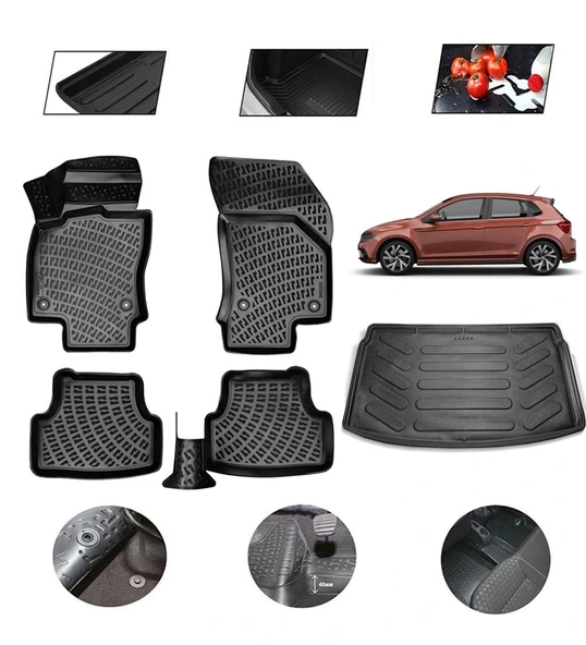 Volkswagen Polo Üst Kısım 2020 Model 4D Bagaj Paspas Set ürün görseli 1