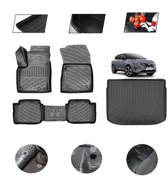 Nissan Qashqai e-Power Üst 2023 Model 4D Bagaj Paspas Set ürün görseli 1