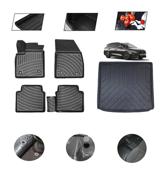 Ford Focus STW Üst Kısım 2021 Model 4D Bagaj Paspas Set ürün görseli 1