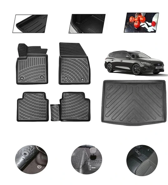 Ford Focus STW Kısım 2020 Model 4D Bagaj Paspas Set ürün görseli 1