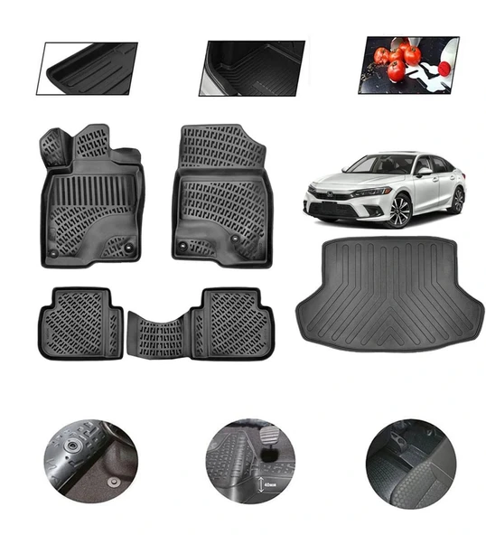 Honda Civic Sedan 2025 Model 4D Bagaj Paspas Set ürün görseli 1