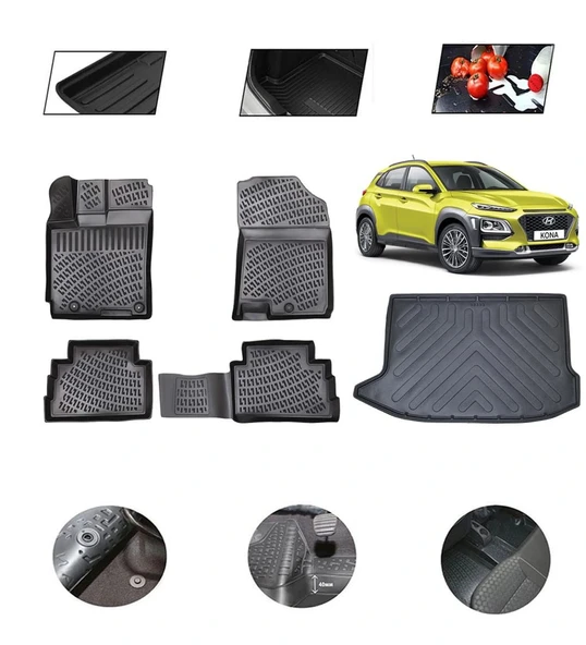 Hyundai Kona (Tek Cepli) 2021 Model 4D Bagaj Paspas Set ürün görseli 1