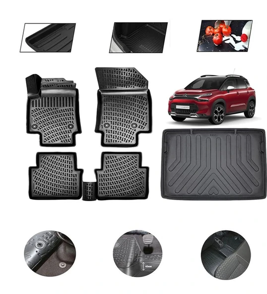Citroen C3 Aircross Üst Kısım 2016 Model 4D Bagaj Paspas Set ürün görseli 1