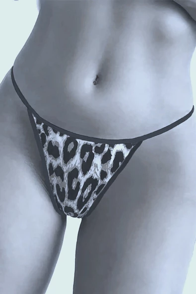ASM1228 Kadın 2 Li Leopar Aklı Sarsıtan String - Resim 2