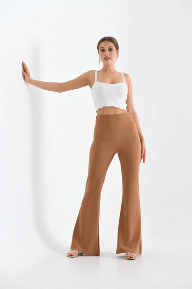 FTZ Women Kadın Scuba Crep Pantolon  Vizon 30172 ürün görseli 1