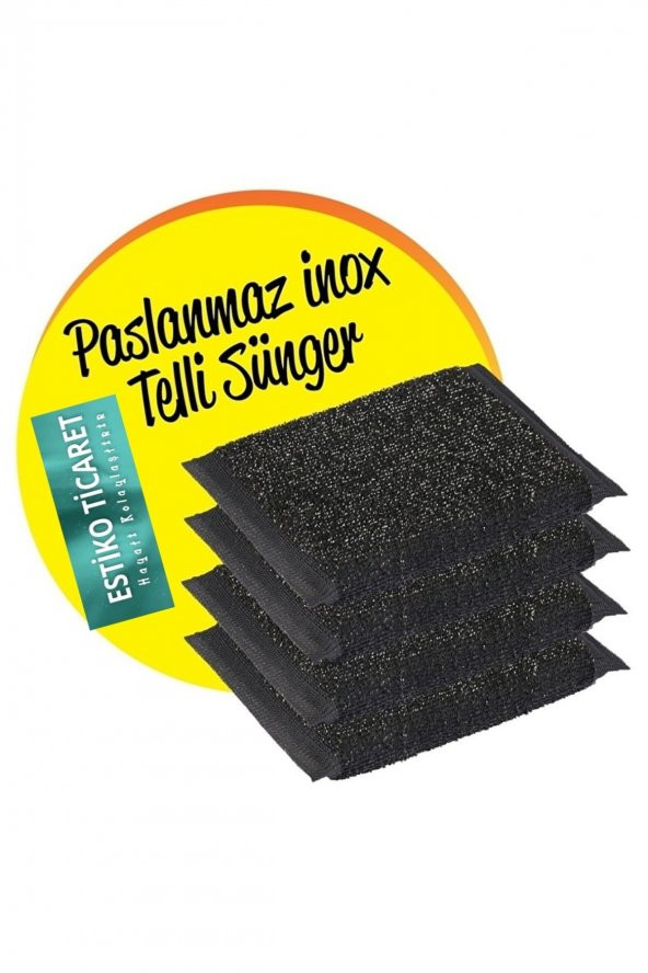 Inox Telli Temizlik Süngeri 4lu Paket - Resim 3