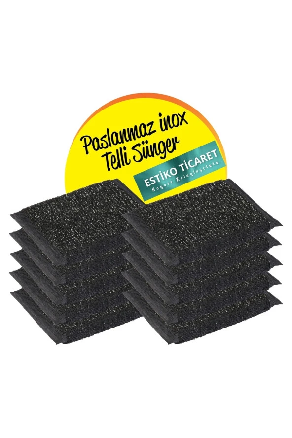 Inox Telli Temizlik Süngeri 10lu Paket - Resim 3