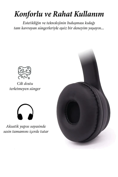 AbaTech Ios 14 PRO - 14 PRO MAX UYUMLU P47 WİRELESS BLUETOOTH KABLOSUZ KULAKLIK KATLANABİLİR ürün görseli 1