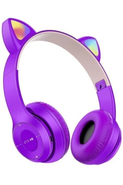 10numara P47m Bluetooth Kedi Kulaklık Katlanabilir Sd Kart Girişli Mikrofonlu Kablosuz Led Işıklı Kulaklık ürün görseli 1