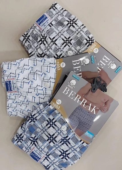 BERRAK 1053 ERKEK DESENLİ BOXER ŞORT 3 ADET ürün görseli 1