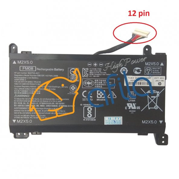 Hp Omen 17-an, 17-an000, 17-an100, FM08 Notebook Bataryası - Ver.1 (12 Pin)  / RHL-177 ürün görseli 1