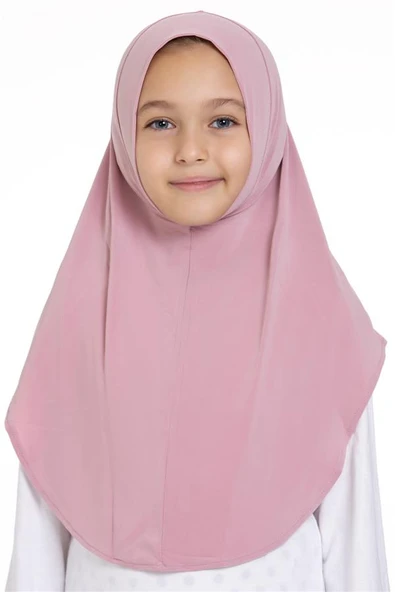 Pembe Pratik Hazır Geçmeli Genç Tesettür Bone Sandy Kumaş Düz Hijab 2312_04 ürün görseli 1