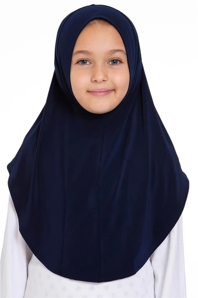 Lacivert Pratik Hazır Geçmeli Genç Tesettür Bone Sandy Kumaş Düz Hijab 2312_02 ürün görseli 1