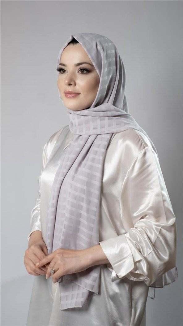 Violet Desenli Şal Şifon Kumaş Kareli Çizgili 202107_21 ürün görseli 1