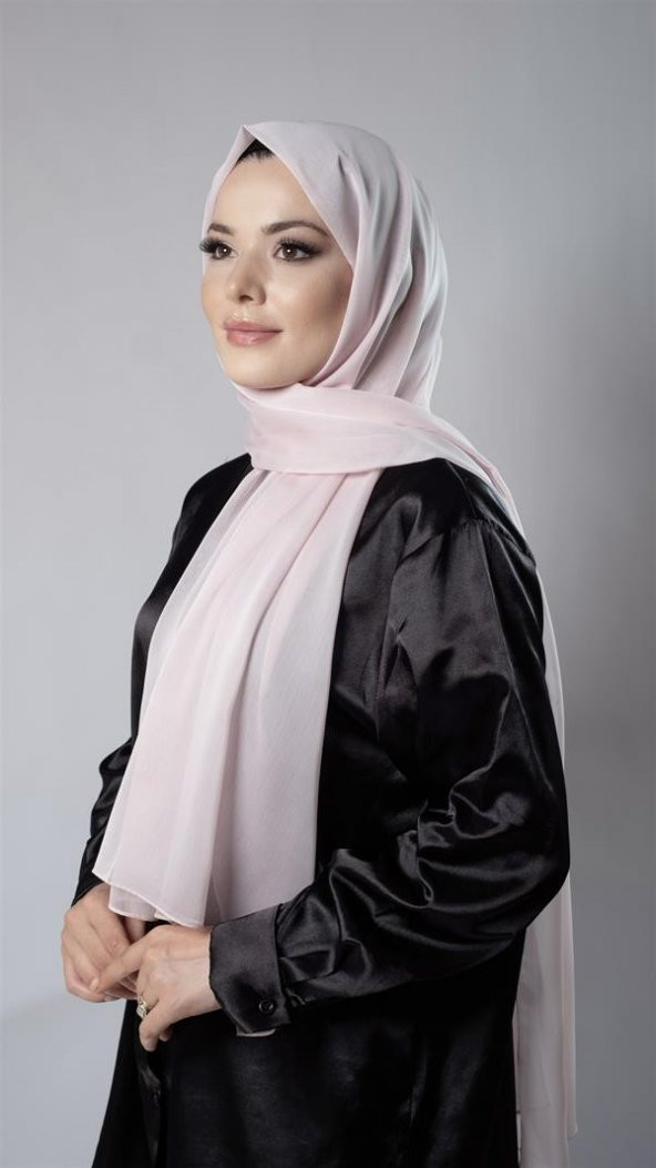 Pembe Düz Klasik Şal Şifon Kumaş Janjan Abiye 202108_04 ürün görseli 1