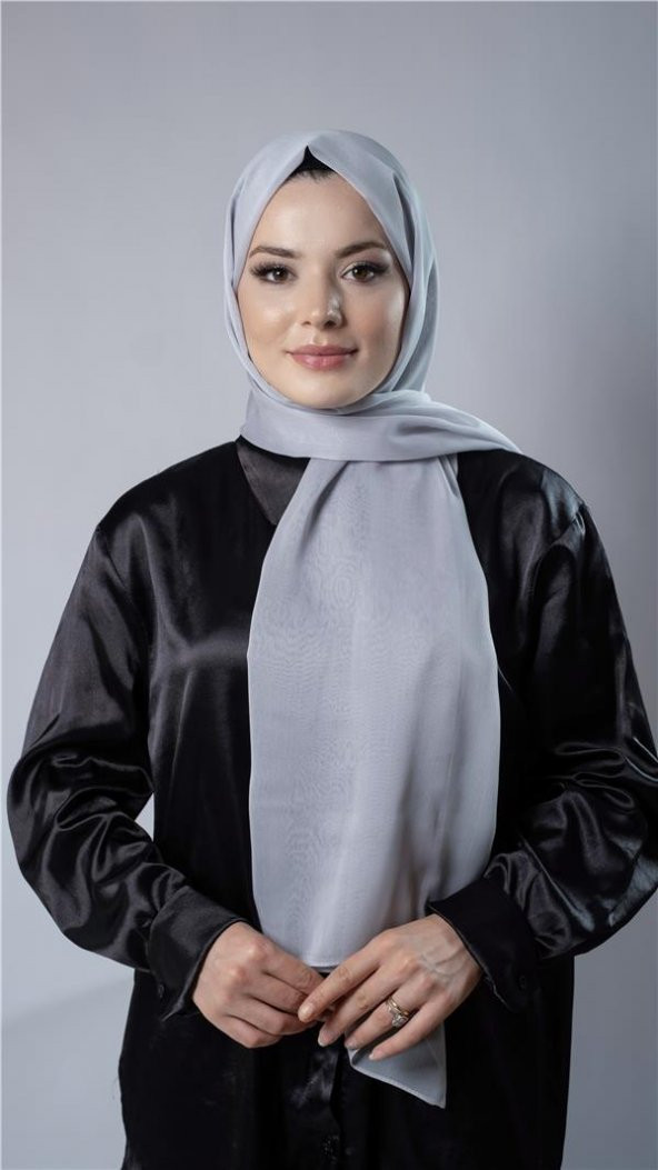 Gri Düz Klasik Şal Şifon Kumaş Janjan Abiye 202108_15 ürün görseli 1