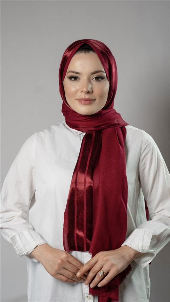 Bordo Şerit Çizgili Şal Viskon Kumaş Bursa Dolama 202109_16 ürün görseli 1