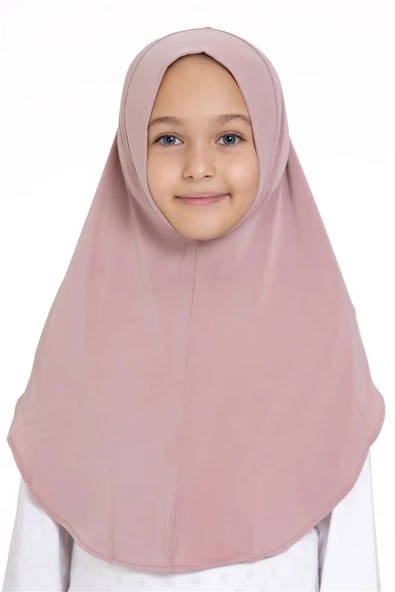 Pudra Pratik Hazır Geçmeli Genç Tesettür Bone Sandy Kumaş Düz Hijab 2312_06 ürün görseli 1