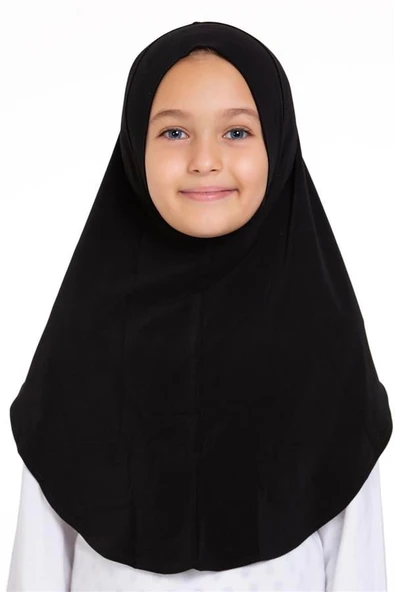 Siyah Pratik Hazır Geçmeli Genç Tesettür Bone Sandy Kumaş Düz Hijab 2312_01 ürün görseli 1