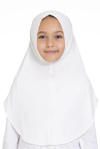 Beyaz Pratik Hazır Geçmeli Genç Tesettür Bone Sandy Kumaş Düz Hijab 2312_42 ürün görseli 1