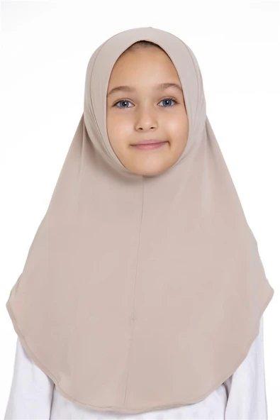 Bej Pratik Hazır Geçmeli Genç Tesettür Bone Sandy Kumaş Düz Hijab 2312_12 ürün görseli 1