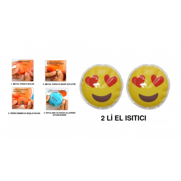 KALPLİ EMOJİ ŞEKİLLİ CEP SOBASI,EL ISITICI,2 ADET SICAK SU TORBASI PVC  9cm ürün görseli 1
