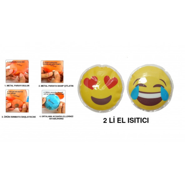 EMOJİ ŞEKİLLİ CEP SOBASI,EL ISITICI,2 ADET SICAK SU TORBASI PVC  9cm ürün görseli 1