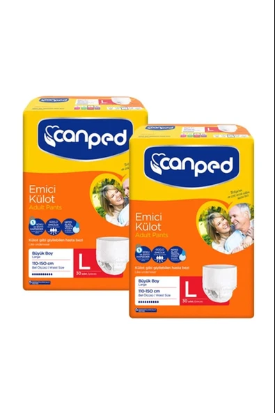 Canped Emici Külot Büyük Boy L Beden 30'lu 2 Paket Yetişkin Hasta Bezi ürün görseli 1