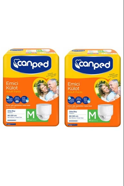 Canped Emici Külot Orta Boy M Beden 30'lu 2 Paket Yetişkin Hasta Bezi ürün görseli 1