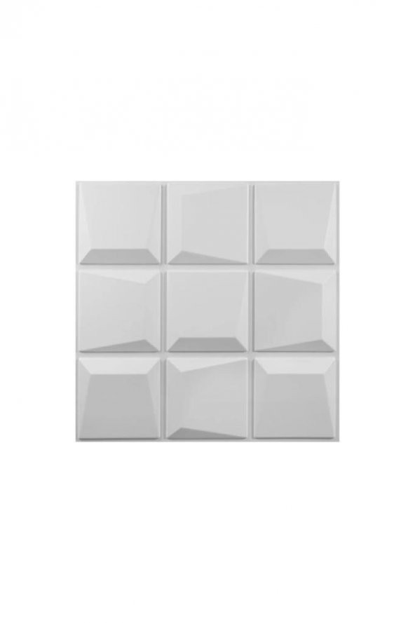 Renkli Duvarlar 50x50cm 1 Adet Yıkanabilir 3D Yapışkanlı Beyaz Geometrik Desen Boyanabilir Duvar Paneli Kağıdı ABS ürün görseli 1