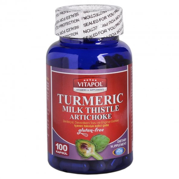 Vitapol Turmeric Milk Thistle Artichoke Gluten Free 100 Kapsül ürün görseli 1
