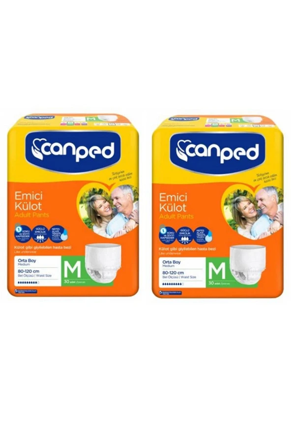 Canped Emici Külot Orta Boy M Beden 30'lu 2 Paket Yetişkin Hasta Bezi ürün görseli 1