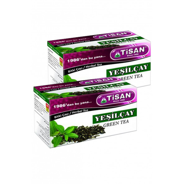 2 Kutu Tisan Yeşilçay Bitki Süzen Poşet Çay 20'li x2 ürün görseli 1