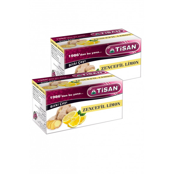 2 Kutu Tisan Zencefil Limon Bitki Çayı Süzen Poşet Çay 2 x 20'li ürün görseli 1