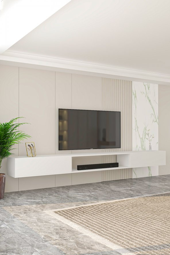 Givayo Mobilya Givayo Troya Tv Ünitesi 250 cm Duvara Monte 3 Modül Beyaz ürün görseli 1