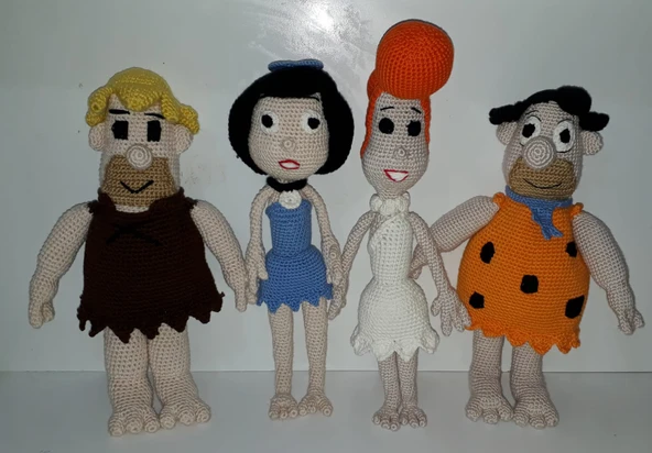 Taş Devri Ailesi Amigurumi Organik Oyuncak ürün görseli 1