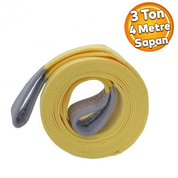Sapan Polyester Spanzet 3 Ton 4 Metre Sarı Sağlam Yük Kaldırma Taşıma İndirme Halat ürün görseli 1