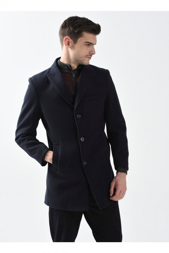 Slim Fit Sivri Yaka Lacivert Kaban ürün görseli 1